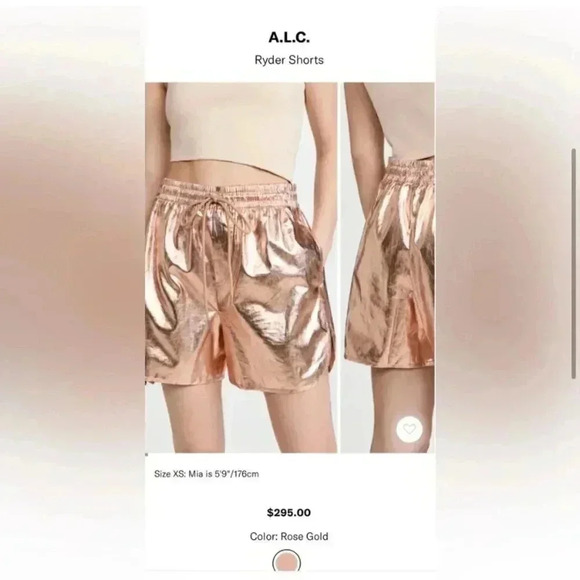 NEW A.L.C. Metallic Linen Shorts Rosegold size Small - Picture 11 of 11